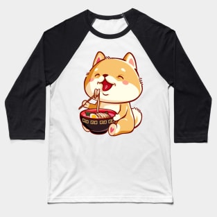 Shiba Inu Dog eats ramen T-shirt Baseball T-Shirt